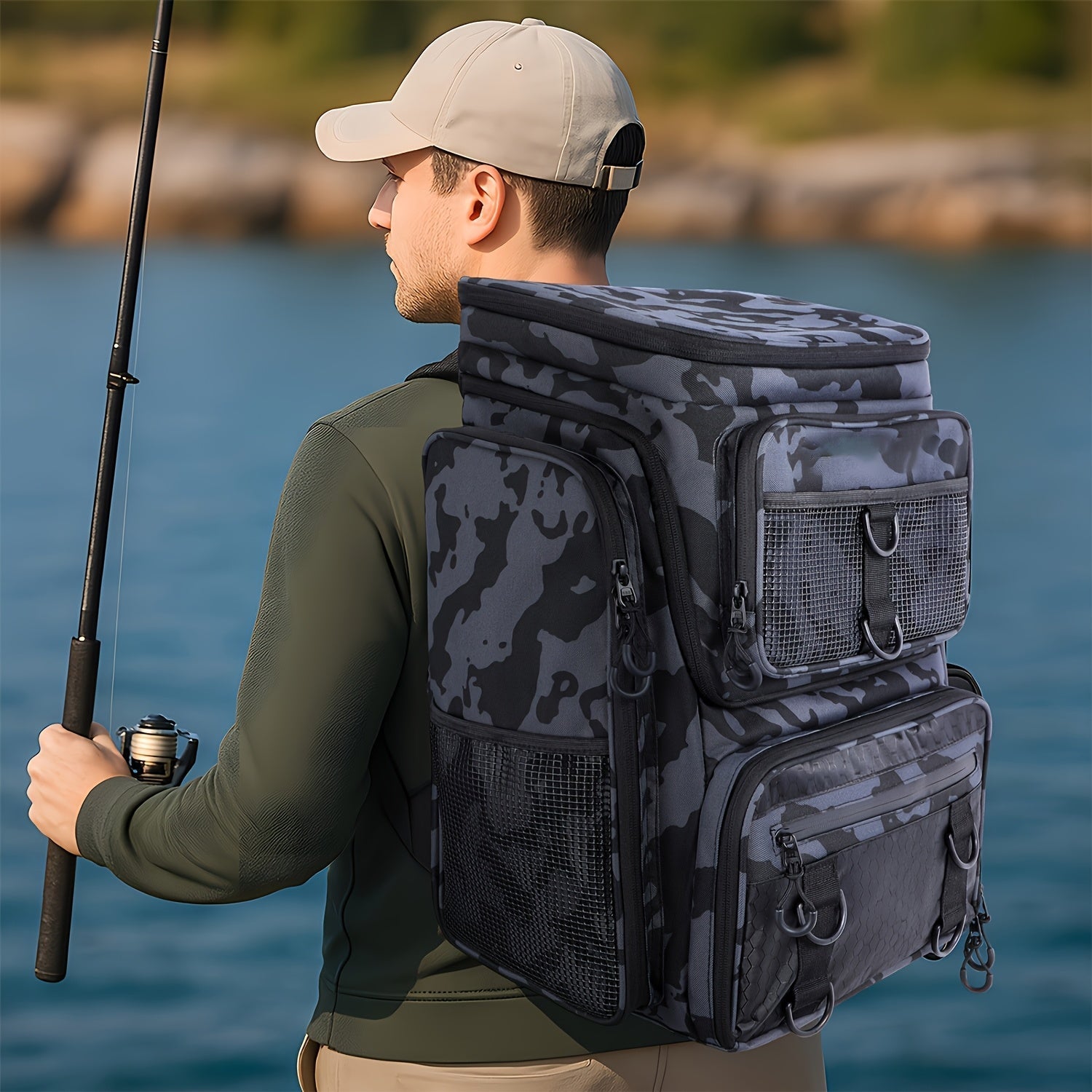 42L Fishing Backpack with Rod Holder