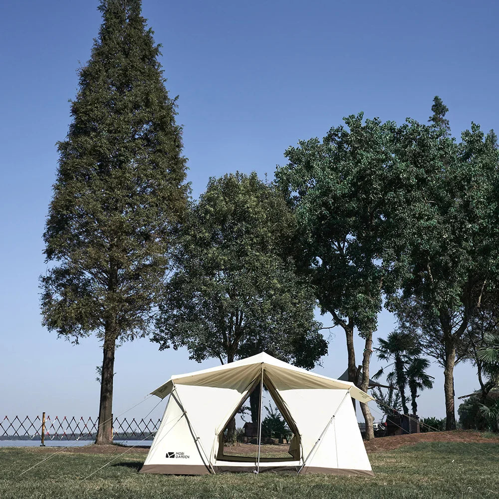 3-Person Glamping Cotton Tent – Double-Layer Waterproof Ivory