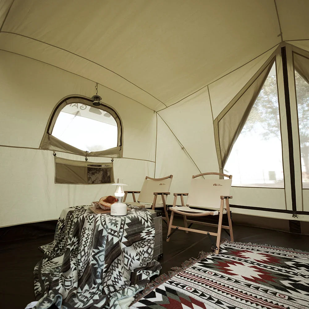 3-Person Glamping Cotton Tent – Double-Layer Waterproof Ivory