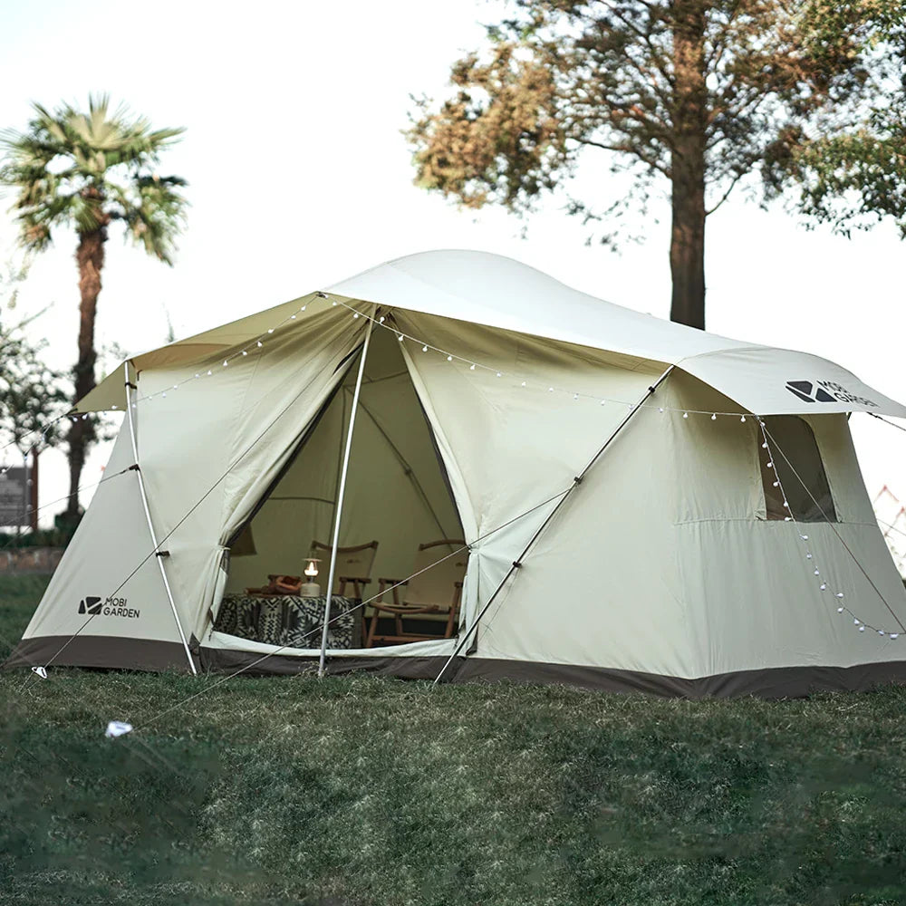 3-Person Glamping Cotton Tent – Double-Layer Waterproof Ivory