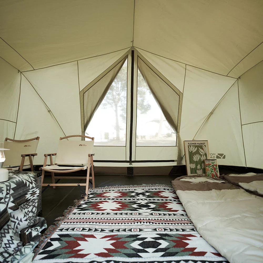 3-Person Glamping Cotton Tent – Double-Layer Waterproof Ivory