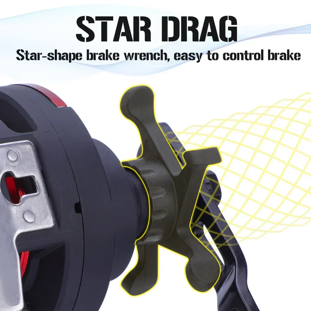 Rolling Drum Fishing Reel 28kg Max Drag – Right Hand Red