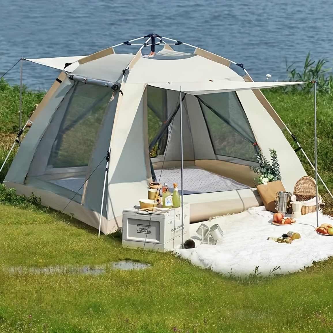 8-Person Family Camping Tent with Canopy