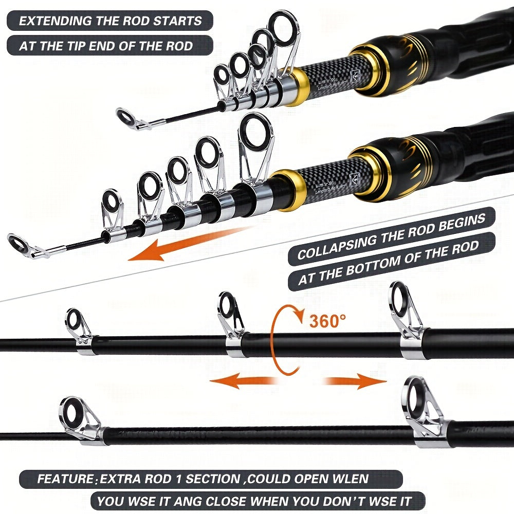 Fishing Rod & Reel Combo Kit with Lures and Bag